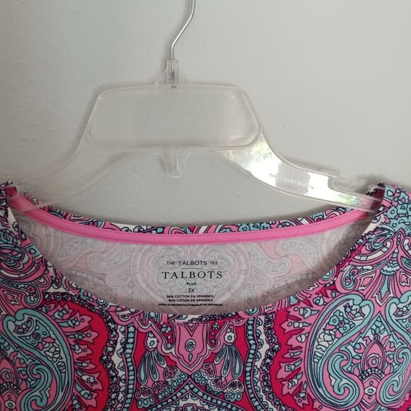 Talbots Multicolor Paisley Long Sleeve Scoop Neck Plus Size Top SZ 3XL - Picture 3 of 9